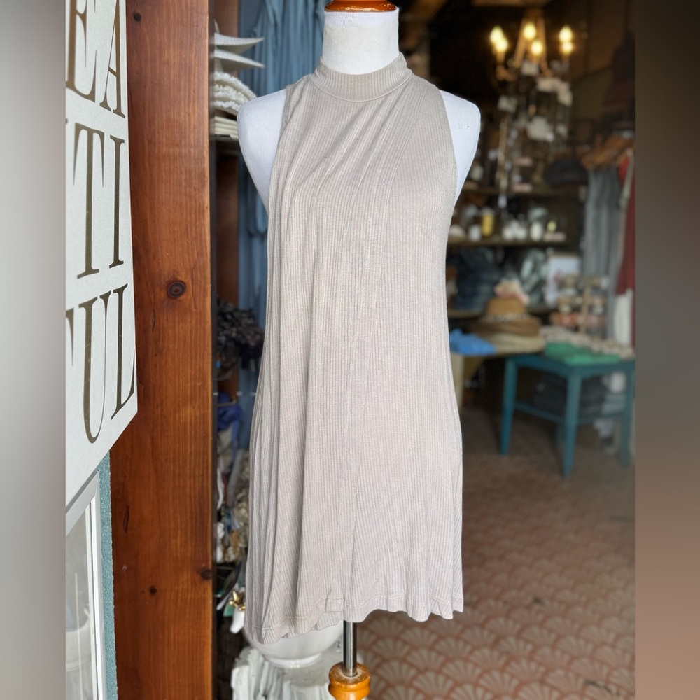 Honey Punch Beige Sleeveless Dress